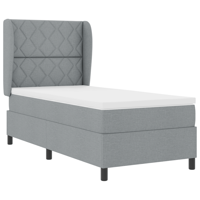 Casa si Gradina - Mobilier - Paturi si accesorii - Paturi - Pat box spring cu saltea, gri deschis, 100x200 cm, textil - Infinity.ro