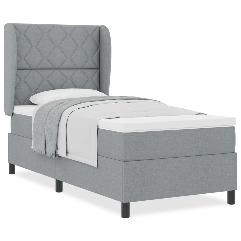 Casa si Gradina - Mobilier - Paturi si accesorii - Paturi - Pat box spring cu saltea, gri deschis, 100x200 cm, textil - Infinity.ro