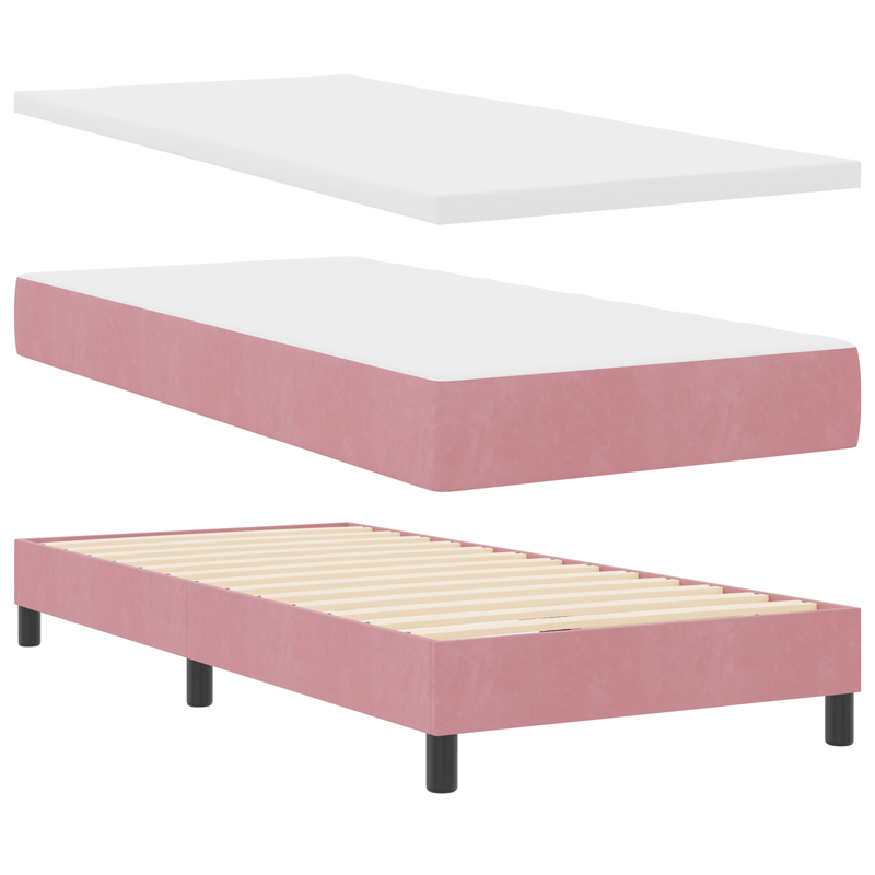 Casa si Gradina - Mobilier - Paturi si accesorii - Paturi - Pat cu saltea cu arcuri Roz 100x200 cm Catifea - Infinity.ro
