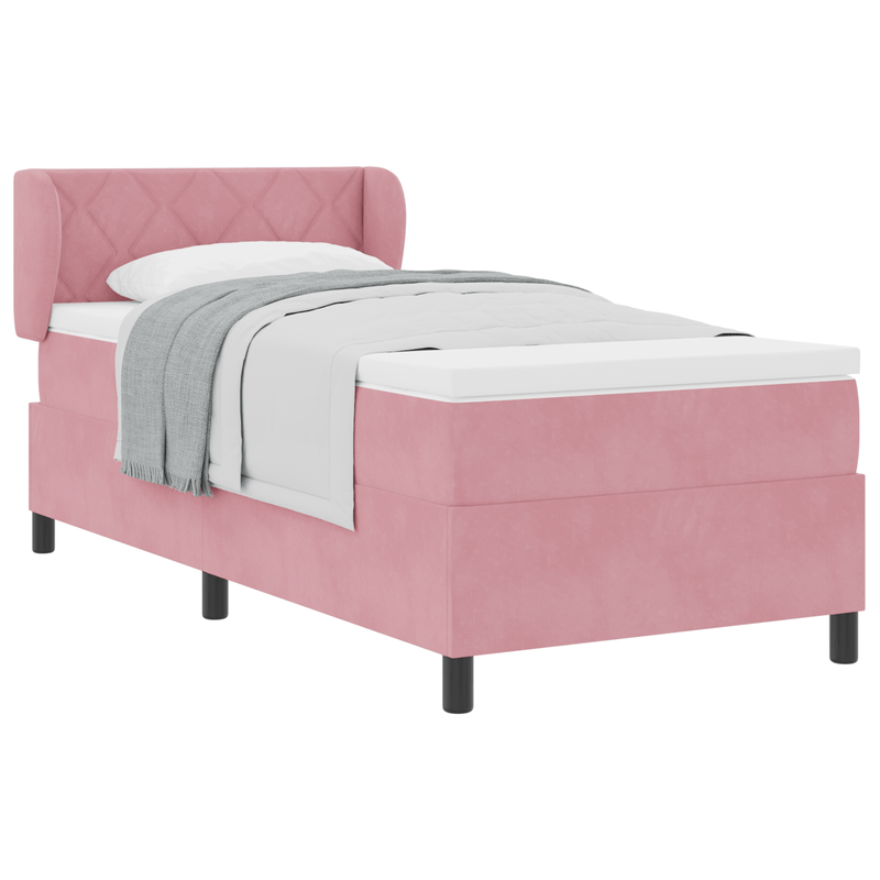 Casa si Gradina - Mobilier - Paturi si accesorii - Paturi - Pat cu saltea cu arcuri Roz 100x200 cm Catifea - Infinity.ro