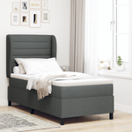 Casa si Gradina - Mobilier - Paturi si accesorii - Paturi - Pat box spring cu saltea, gri inchis, 90x190 cm, textil - Infinity.ro