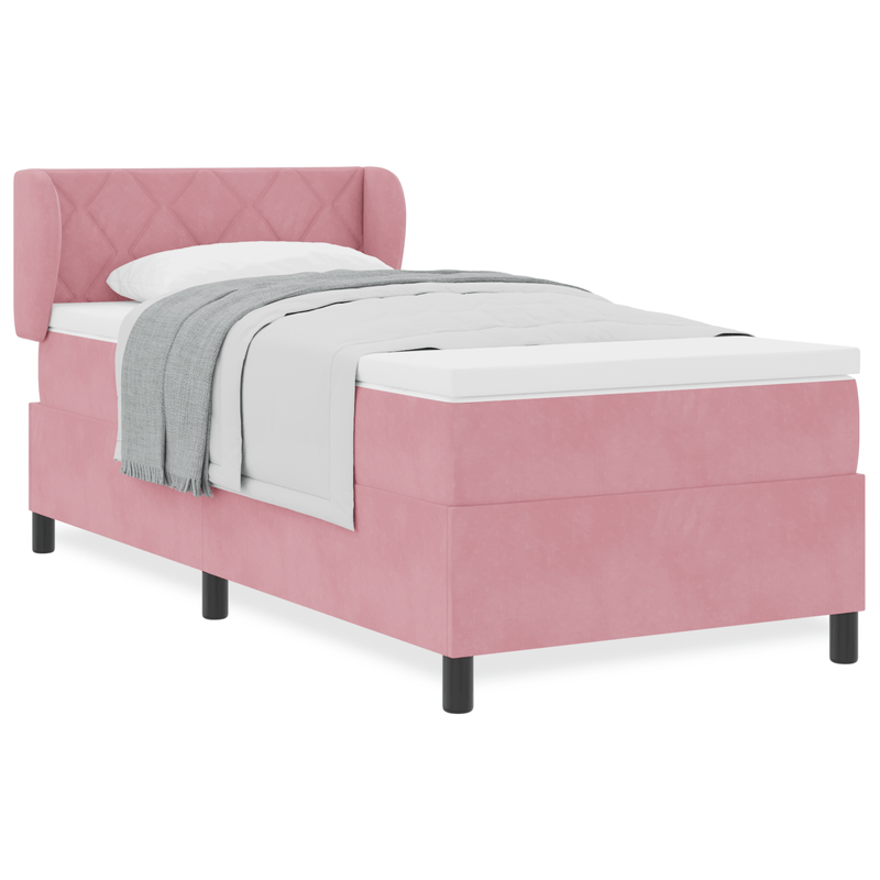 Casa si Gradina - Mobilier - Paturi si accesorii - Paturi - Pat cu saltea cu arcuri Roz 100x200 cm Catifea - Infinity.ro
