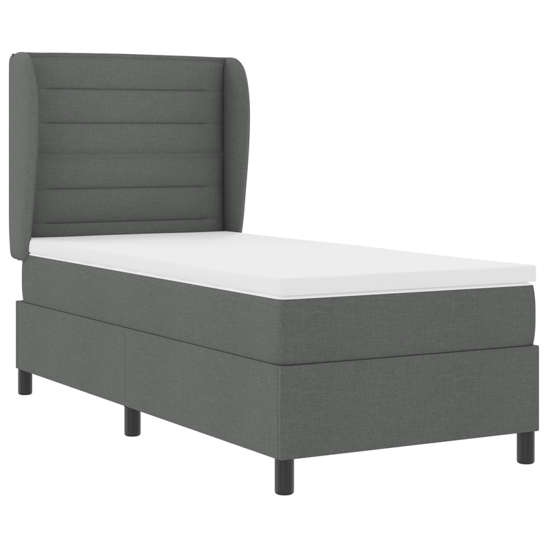 Casa si Gradina - Mobilier - Paturi si accesorii - Paturi - Pat box spring cu saltea, gri inchis, 90x190 cm, textil - Infinity.ro