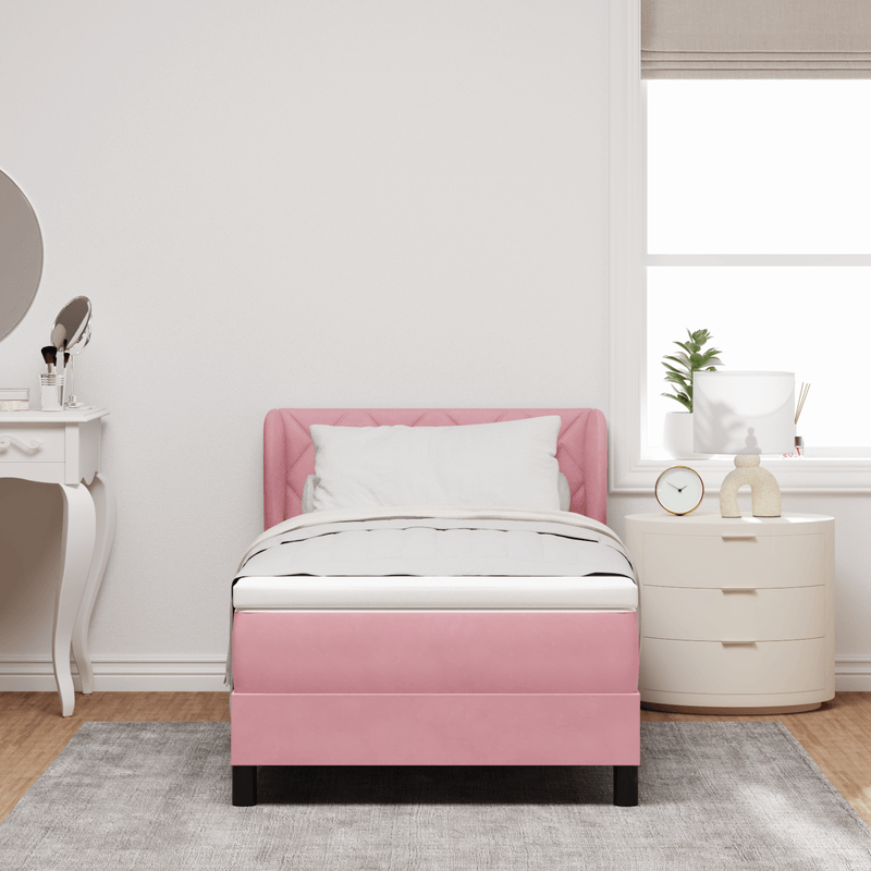 Casa si Gradina - Mobilier - Paturi si accesorii - Paturi - Pat cu saltea cu arcuri Roz 100x200 cm Catifea - Infinity.ro