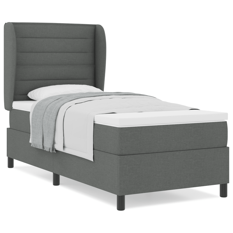 Casa si Gradina - Mobilier - Paturi si accesorii - Paturi - Pat box spring cu saltea, gri inchis, 90x190 cm, textil - Infinity.ro