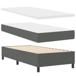 Casa si Gradina - Mobilier - Paturi si accesorii - Paturi - Pat box spring cu saltea, gri inchis, 90x190 cm, textil - Infinity.ro