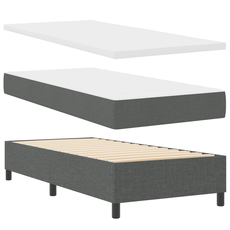Casa si Gradina - Mobilier - Paturi si accesorii - Paturi - Pat box spring cu saltea, gri inchis, 90x190 cm, textil - Infinity.ro