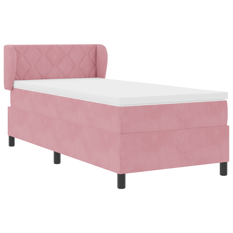 Casa si Gradina - Mobilier - Paturi si accesorii - Paturi - Pat cu saltea cu arcuri Roz 100x200 cm Catifea - Infinity.ro