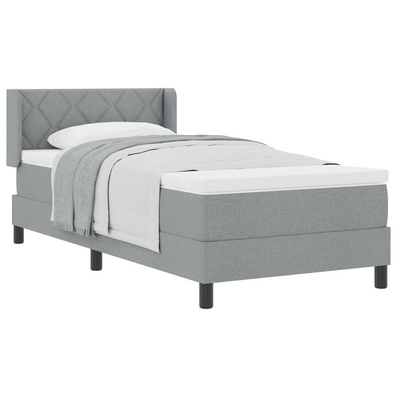 Casa si Gradina - Mobilier - Paturi si accesorii - Paturi - Pat Box Spring  cu saltea Gri deschis 90x190 cm Material textil - Infinity.ro