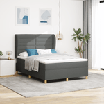 Casa si Gradina - Mobilier - Paturi si accesorii - Paturi - Pat box spring cu saltea, gri inchis, 140x200 cm, textil - Infinity.ro