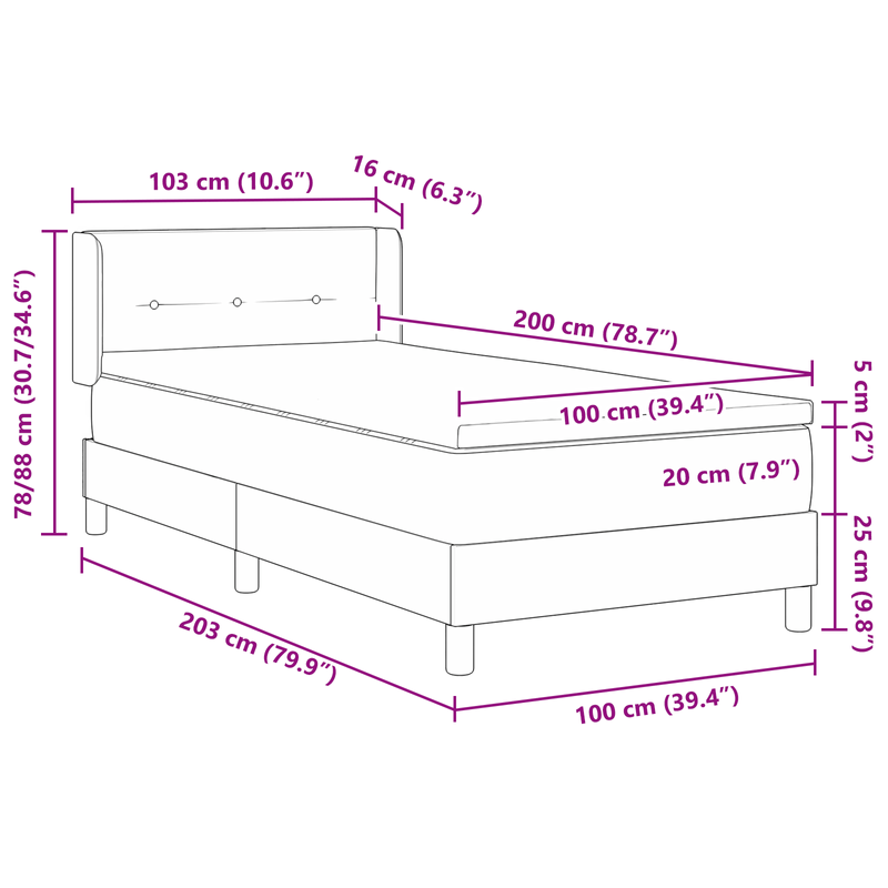 Casa si Gradina - Mobilier - Paturi si accesorii - Paturi - Pat cu arcuri cu saltea gri deschis 100x200 cm tesatura - Infinity.ro