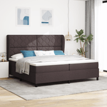Casa si Gradina - Mobilier - Paturi si accesorii - Paturi - Pat box spring cu saltea, maro inchis, 200x200 cm, textil - Infinity.ro