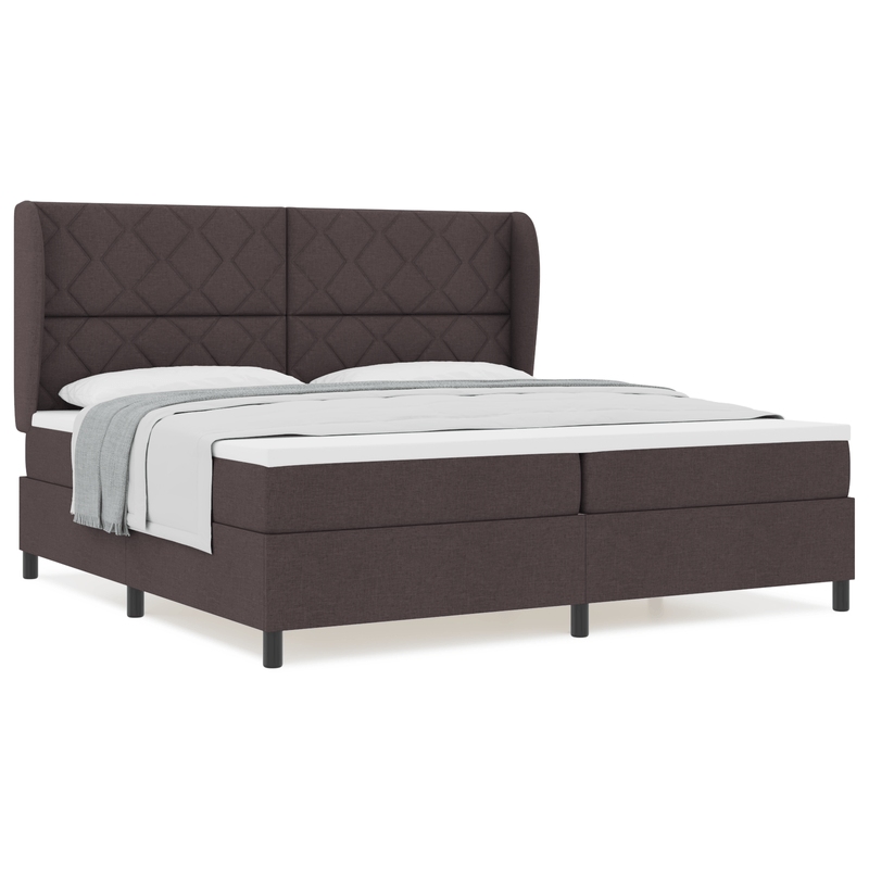 Casa si Gradina - Mobilier - Paturi si accesorii - Paturi - Pat box spring cu saltea, maro inchis, 200x200 cm, textil - Infinity.ro