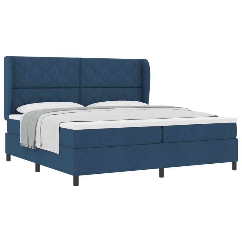 Casa si Gradina - Mobilier - Paturi si accesorii - Paturi - Pat box spring cu saltea, albastru, 200x200 cm, textil - Infinity.ro