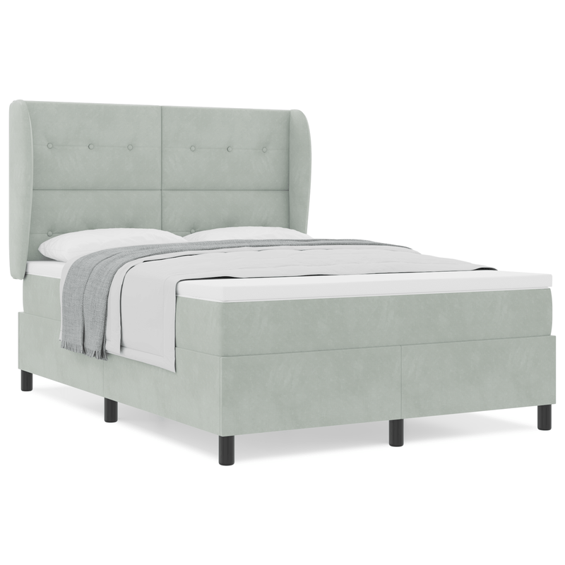 Casa si Gradina - Mobilier - Paturi si accesorii - Paturi - Pat cu arcuri si saltea gri deschis 160x200 cm din catifea - Infinity.ro