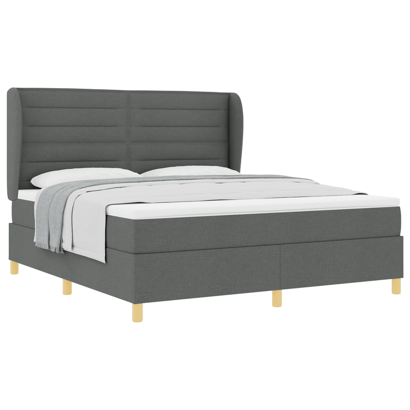 Casa si Gradina - Mobilier - Paturi si accesorii - Paturi - Pat box spring cu saltea, gri inchis, 180x200 cm, textil - Infinity.ro