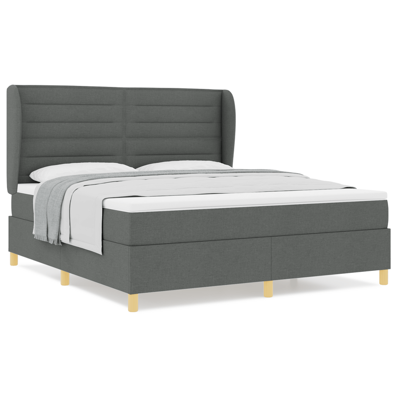 Casa si Gradina - Mobilier - Paturi si accesorii - Paturi - Pat box spring cu saltea, gri inchis, 180x200 cm, textil - Infinity.ro