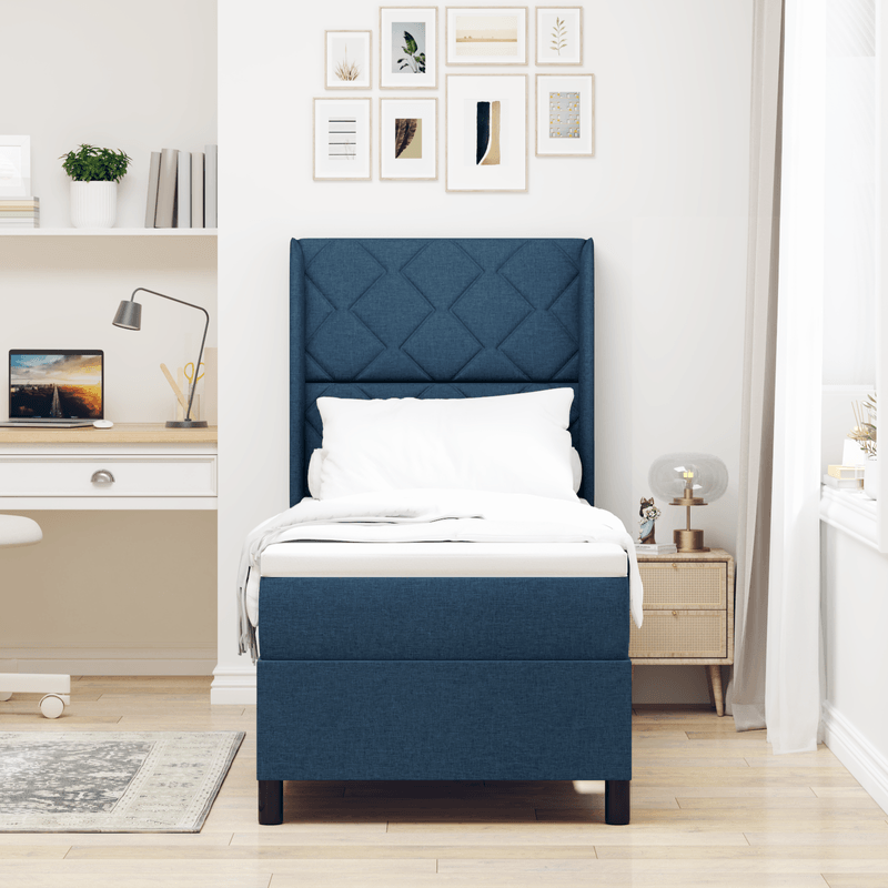 Casa si Gradina - Mobilier - Paturi si accesorii - Paturi - Pat box spring cu saltea, albastru, 80x200 cm, textil - Infinity.ro