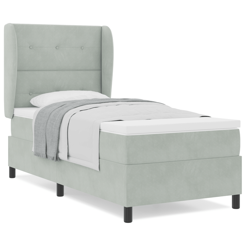 Casa si Gradina - Mobilier - Paturi si accesorii - Paturi - Pat box spring cu saltea, gri deschis, 80x200 cm, catifea - Infinity.ro