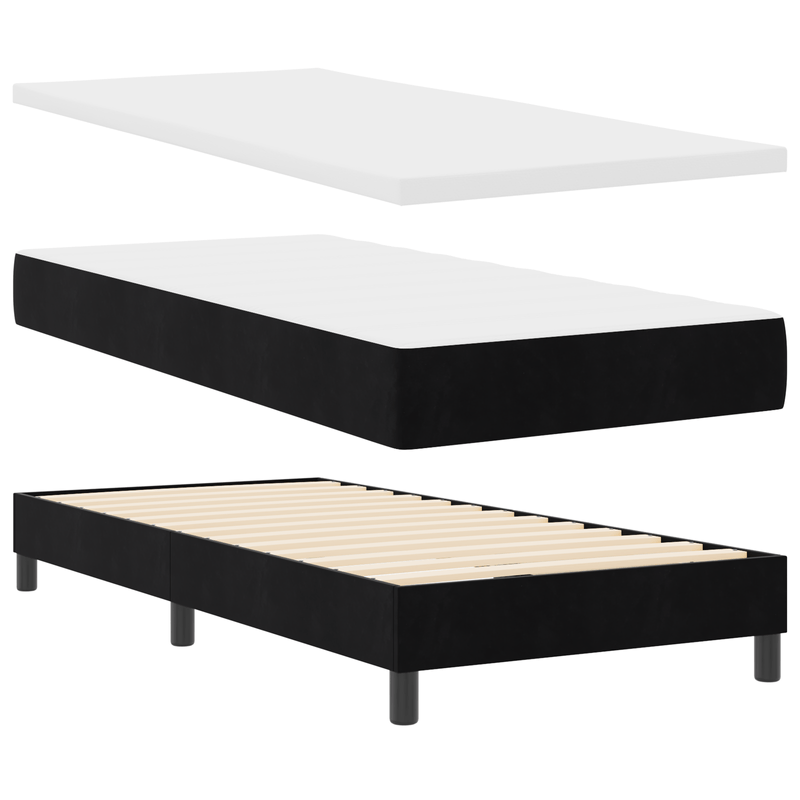 Casa si Gradina - Mobilier - Paturi si accesorii - Paturi - Pat box spring cu saltea, negru, 90x200 cm, catifea - Infinity.ro