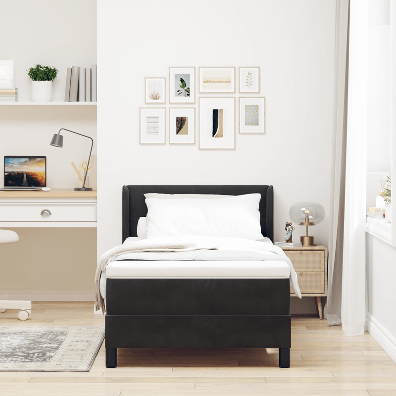 Casa si Gradina - Mobilier - Paturi si accesorii - Paturi - Pat box spring cu saltea, negru, 90x200 cm, catifea - Infinity.ro