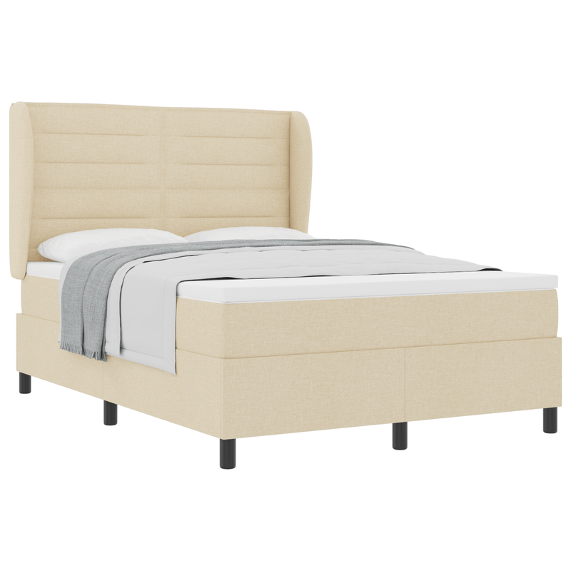 Casa si Gradina - Mobilier - Paturi si accesorii - Paturi - Pat Box Spring cu Saltea Crem 140x190 cm Fabrica - Infinity.ro