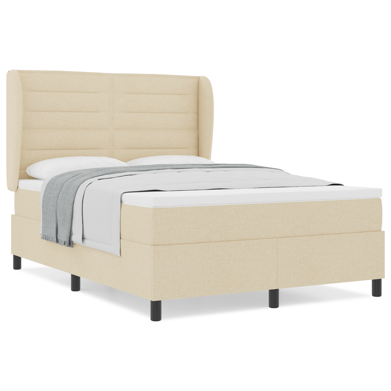 Casa si Gradina - Mobilier - Paturi si accesorii - Paturi - Pat Box Spring cu Saltea Crem 140x190 cm Fabrica - Infinity.ro