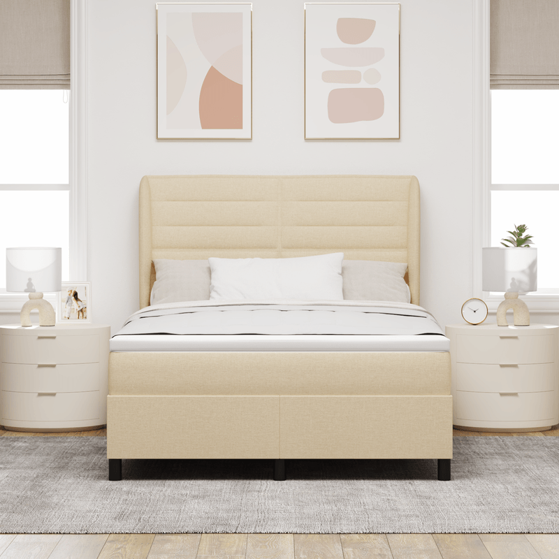 Casa si Gradina - Mobilier - Paturi si accesorii - Paturi - Pat Box Spring cu Saltea Crem 140x190 cm Fabrica - Infinity.ro