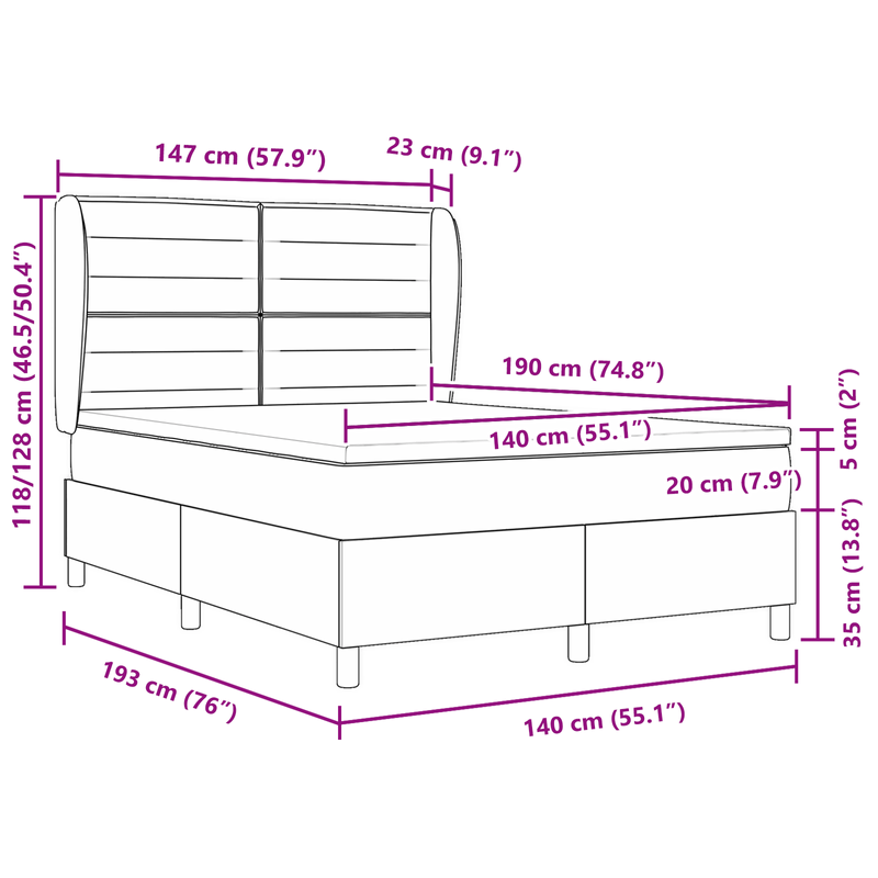 Casa si Gradina - Mobilier - Paturi si accesorii - Paturi - Pat Box Spring cu Saltea Crem 140x190 cm Fabrica - Infinity.ro