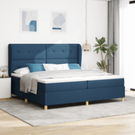 Casa si Gradina - Mobilier - Paturi si accesorii - Paturi - Pat box spring cu saltea, albastru, 200x200 cm, textil - Infinity.ro