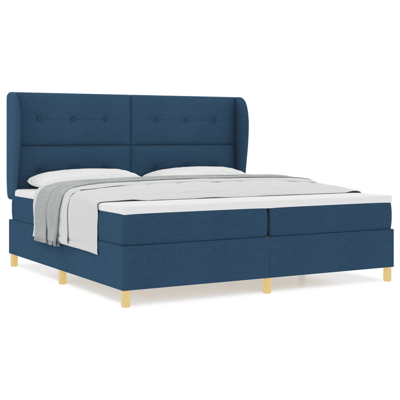 Casa si Gradina - Mobilier - Paturi si accesorii - Paturi - Pat box spring cu saltea, albastru, 200x200 cm, textil - Infinity.ro