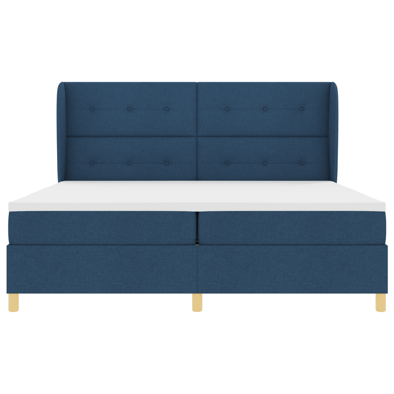 Casa si Gradina - Mobilier - Paturi si accesorii - Paturi - Pat box spring cu saltea, albastru, 200x200 cm, textil - Infinity.ro
