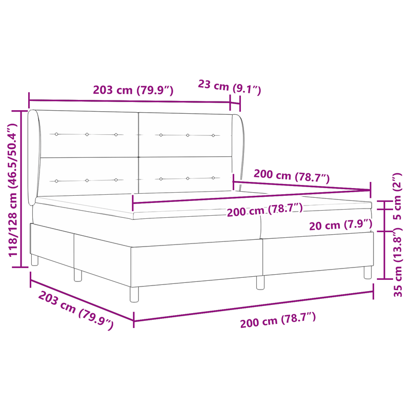 Casa si Gradina - Mobilier - Paturi si accesorii - Paturi - Pat box spring cu saltea, albastru, 200x200 cm, textil - Infinity.ro