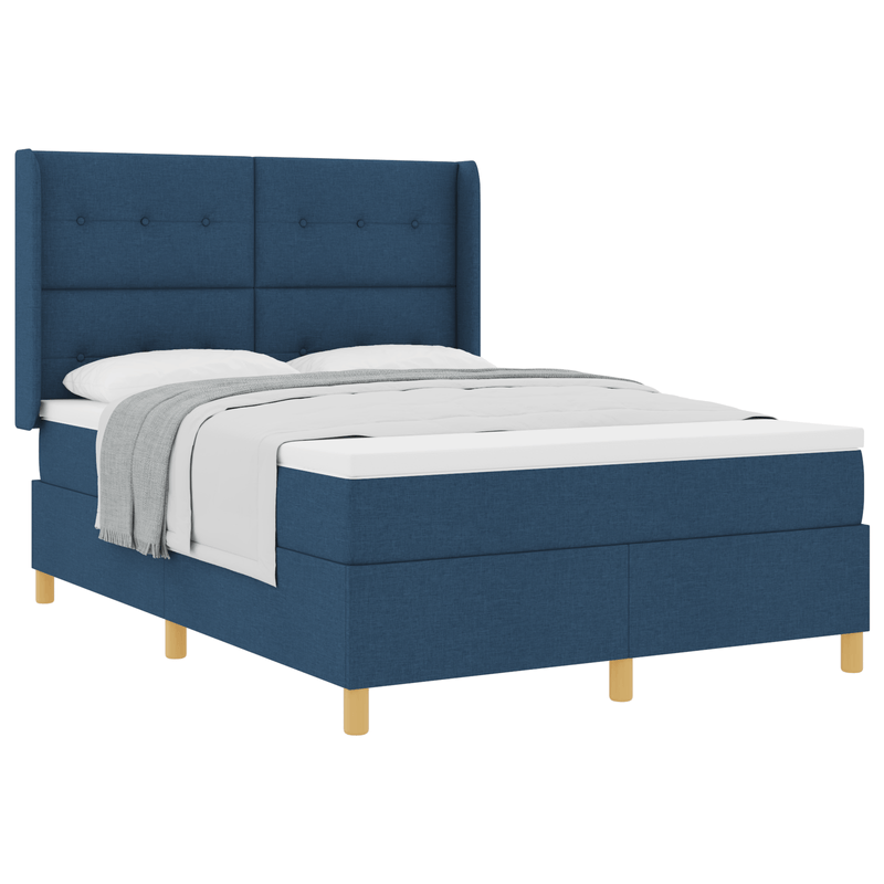 Casa si Gradina - Mobilier - Paturi si accesorii - Paturi - Pat box spring cu saltea, albastru, 140x190 cm, textil - Infinity.ro