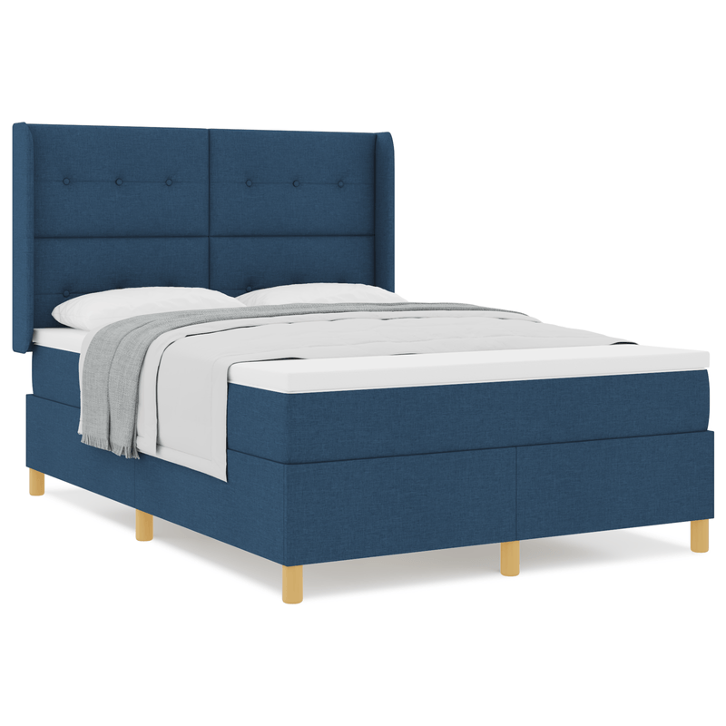 Casa si Gradina - Mobilier - Paturi si accesorii - Paturi - Pat box spring cu saltea, albastru, 140x190 cm, textil - Infinity.ro