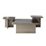 Casa si Gradina - Mobilier - Mese si birouri - Masute de cafea - Set masute de cafea, Hanah Home, pal melaminat, bej si bronz, 80x80x30 cm, 40x40x35 cm, 40x40x40 cm - Infinity.ro