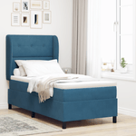 Casa si Gradina - Mobilier - Paturi si accesorii - Paturi - Pat box spring cu saltea, albastru inchis, 90x200 cm, catifea - Infinity.ro