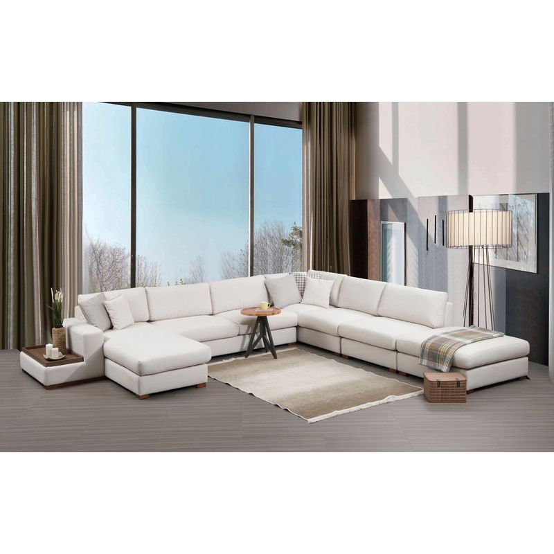Casa si Gradina - Mobilier - Canapele si coltare - Coltare - Coltar, Atelier Del Sofa, lemn de fag si pal, alb, 374x428x95 cm - Infinity.ro