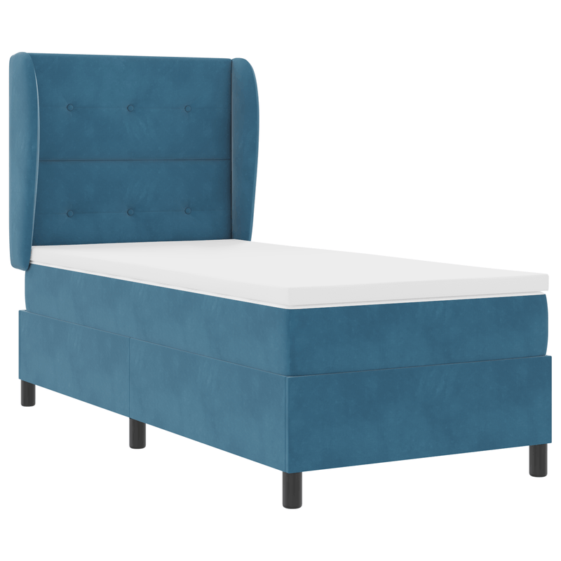 Casa si Gradina - Mobilier - Paturi si accesorii - Paturi - Pat box spring cu saltea, albastru inchis, 90x200 cm, catifea - Infinity.ro