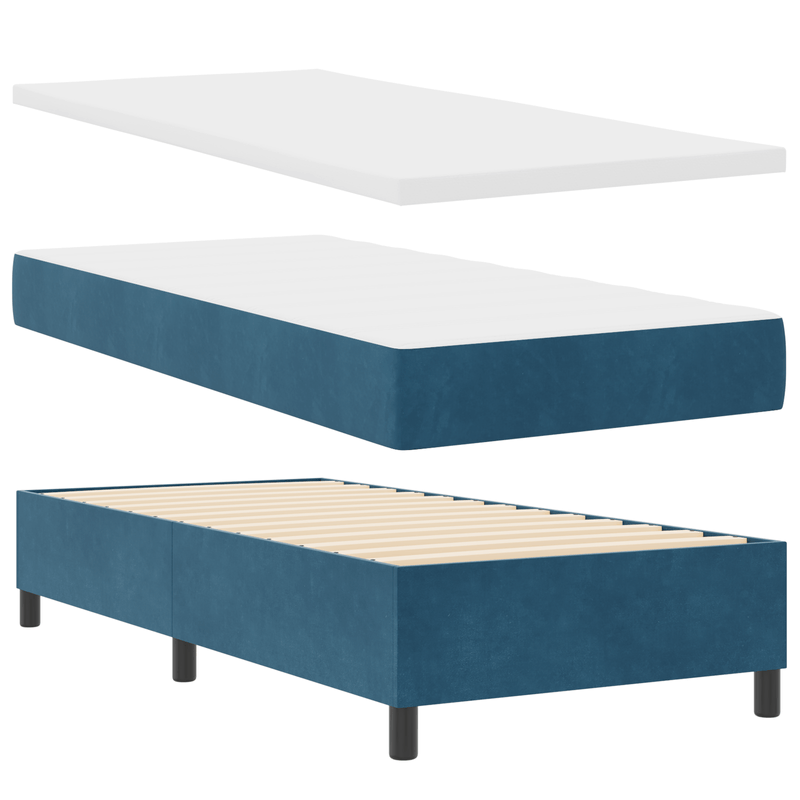 Casa si Gradina - Mobilier - Paturi si accesorii - Paturi - Pat box spring cu saltea, albastru inchis, 90x200 cm, catifea - Infinity.ro