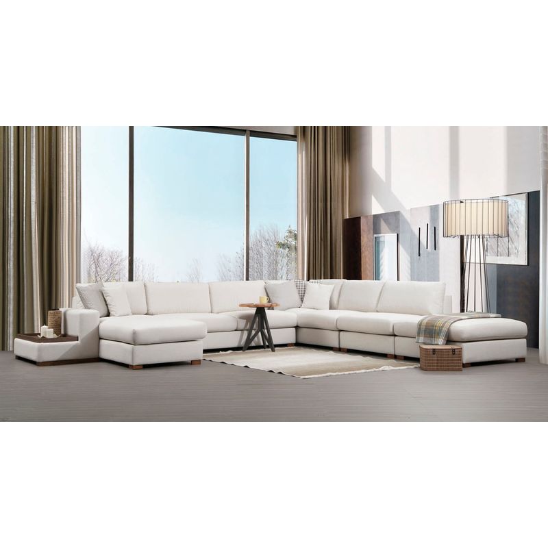 Casa si Gradina - Mobilier - Canapele si coltare - Coltare - Coltar, Atelier Del Sofa, lemn de fag si pal, alb, 374x428x95 cm - Infinity.ro