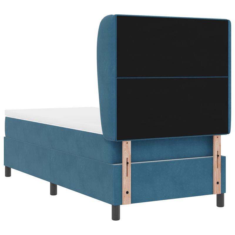 Casa si Gradina - Mobilier - Paturi si accesorii - Paturi - Pat box spring cu saltea, albastru inchis, 90x200 cm, catifea - Infinity.ro