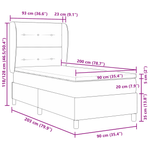 Casa si Gradina - Mobilier - Paturi si accesorii - Paturi - Pat box spring cu saltea, albastru inchis, 90x200 cm, catifea - Infinity.ro