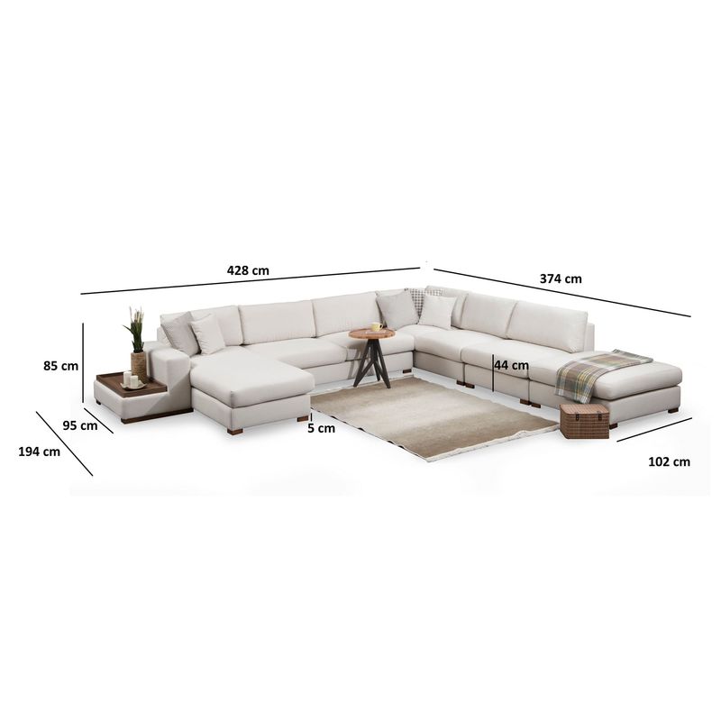 Casa si Gradina - Mobilier - Canapele si coltare - Coltare - Coltar, Atelier Del Sofa, lemn de fag si pal, alb, 374x428x95 cm - Infinity.ro