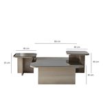 Casa si Gradina - Mobilier - Mese si birouri - Masute de cafea - Set masute de cafea, Hanah Home, pal melaminat, bej si bronz, 80x80x30 cm, 40x40x35 cm, 40x40x40 cm - Infinity.ro