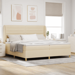 Casa si Gradina - Mobilier - Paturi si accesorii - Paturi - Pat box spring cu saltea, crem, 200x200 cm, textil - Infinity.ro