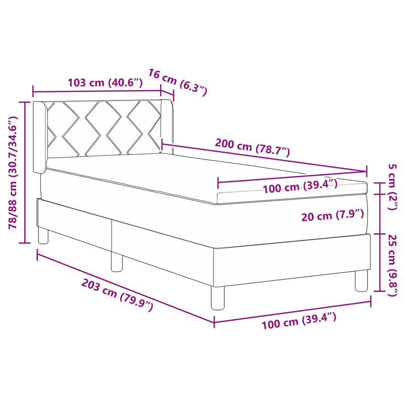 Casa si Gradina - Mobilier - Paturi si accesorii - Paturi - Pat Box Spring  cu Saltea Crem 100x200 cm Fabrica - Infinity.ro