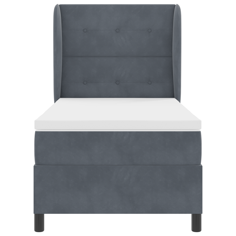 Casa si Gradina - Mobilier - Paturi si accesorii - Paturi - Pat box spring cu saltea, gri inchis, 90x190 cm, catifea - Infinity.ro