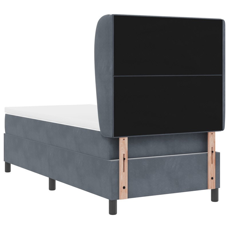 Casa si Gradina - Mobilier - Paturi si accesorii - Paturi - Pat box spring cu saltea, gri inchis, 90x190 cm, catifea - Infinity.ro