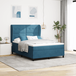 Casa si Gradina - Mobilier - Paturi si accesorii - Paturi - Pat box spring cu saltea, albastru inchis, 140x200 cm, catifea - Infinity.ro